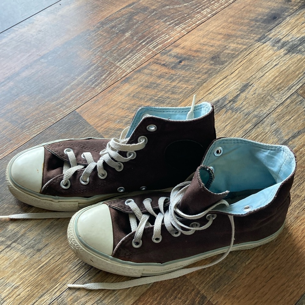 Converse Brown and White High-Top Sneakers
